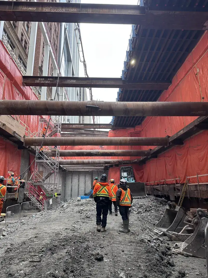 Steel bracing and shoring inside a deep excavation from the Riconstruct project portfolio